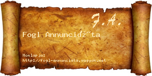 Fogl Annunciáta névjegykártya